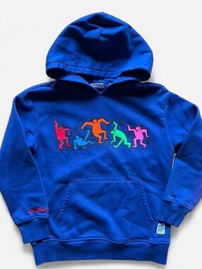 Kids Blue Hoodie with Colorful Dancing Figures